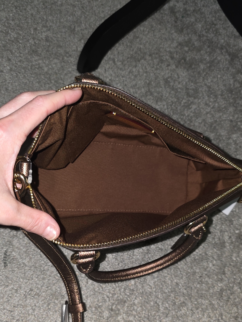 Coach Sadie Satchel Crossbody Bag in Metallic Signature Coated Canvas - Picture 8 of 16